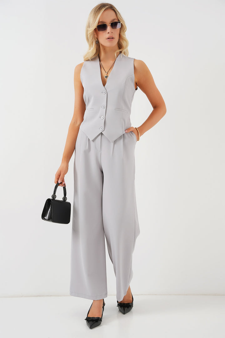 BGD Women Women's Vest Pants Suit - Gray - Glenview