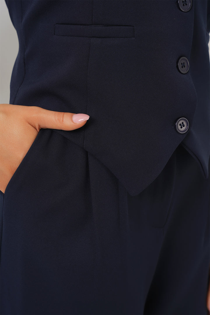 BGD Women Women's Vest Pantsuit Set - Navy Blue - Elkhart