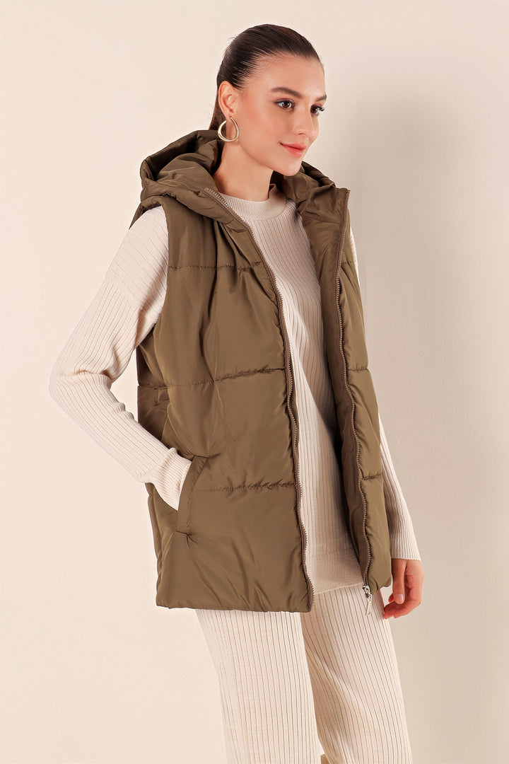 BGD Women Short Puffer Vest - Khaki - Lenexa