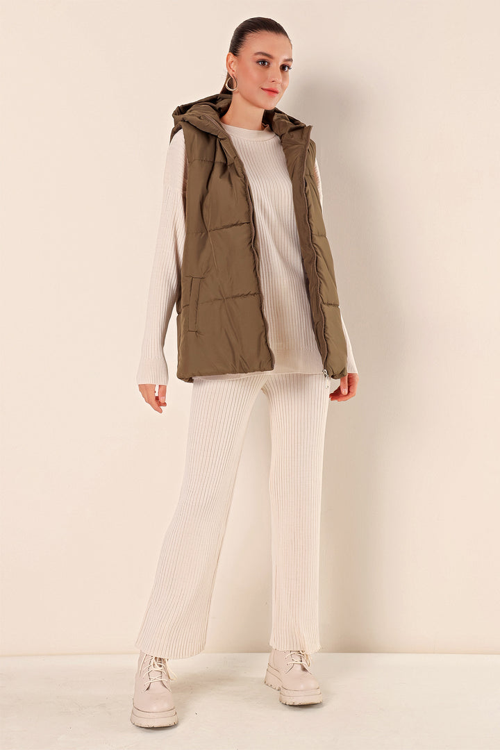 BGD Women Short Puffer Vest - Khaki - Lenexa