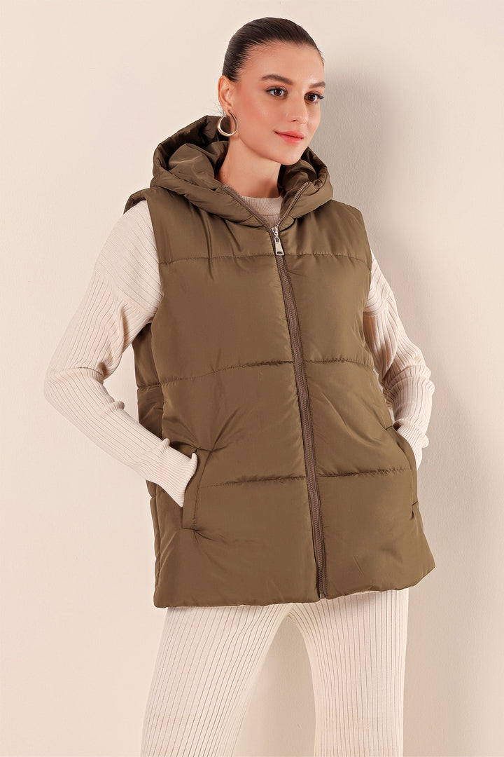 BGD Women Short Puffer Vest - Khaki - Lenexa
