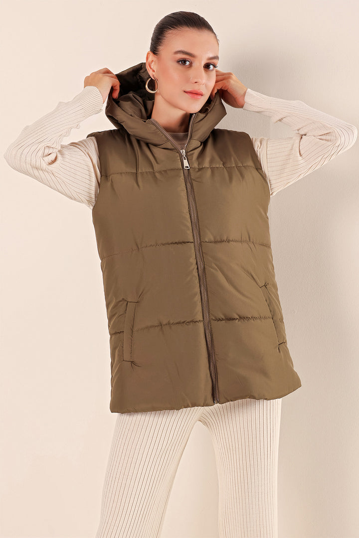 BGD Women Short Puffer Vest - Khaki - Lenexa