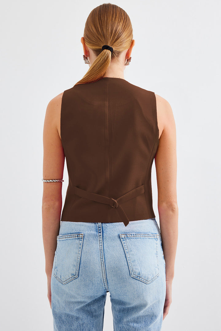 BGD Women Short Woven Vest - Brown - Avondale
