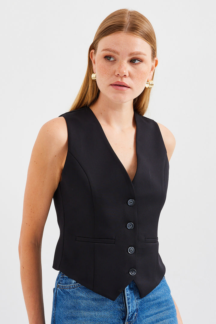 BGD Women Short Woven Vest - Black - Medicine Hat