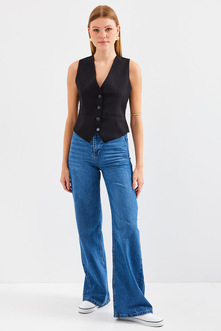 BGD Women Short Woven Vest - Black - Medicine Hat