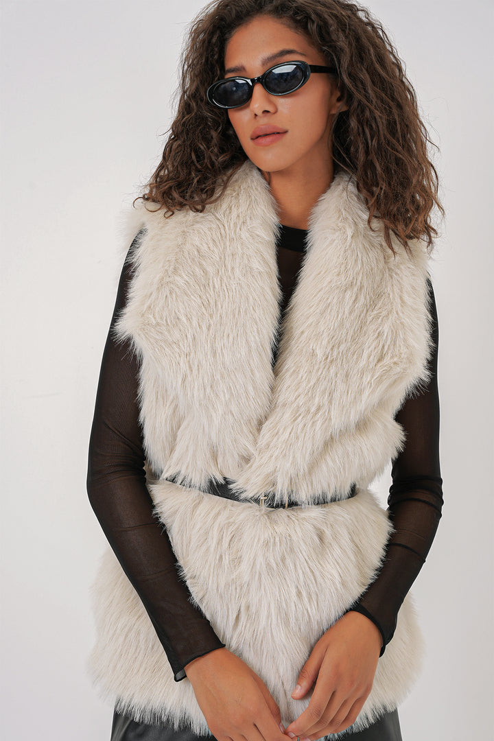 BGD Women Woman Fur Vest - Ecru - Tracy