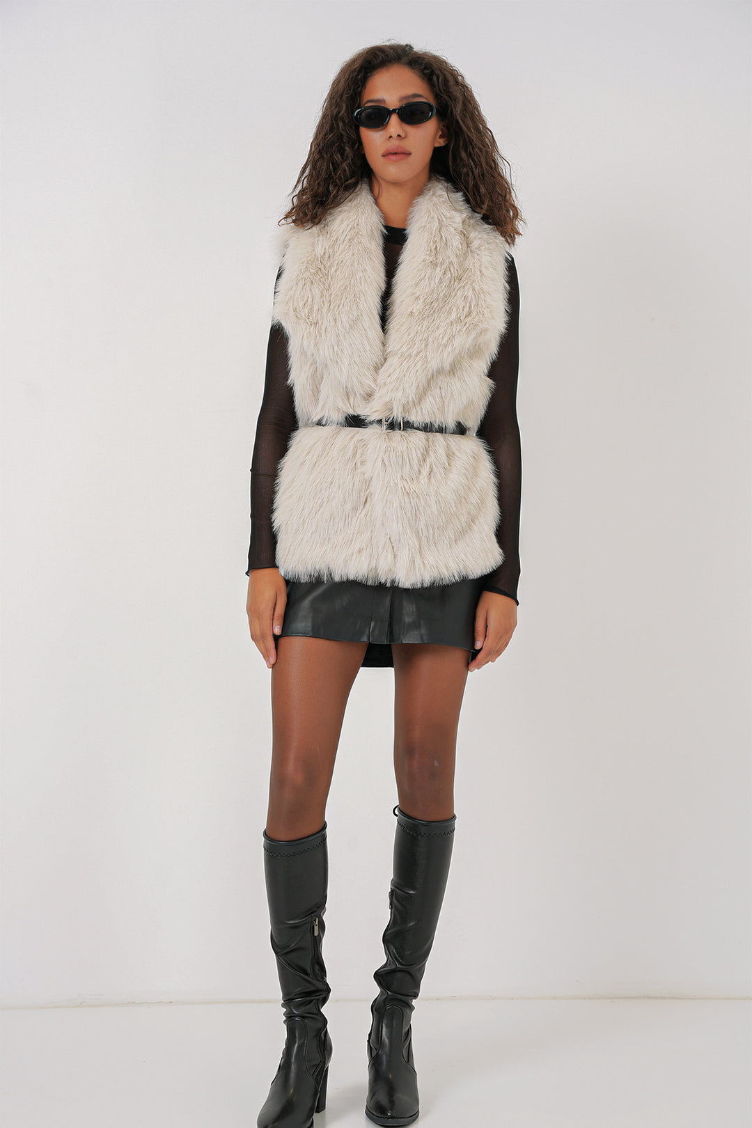 BGD Women Woman Fur Vest - Ecru - Tracy