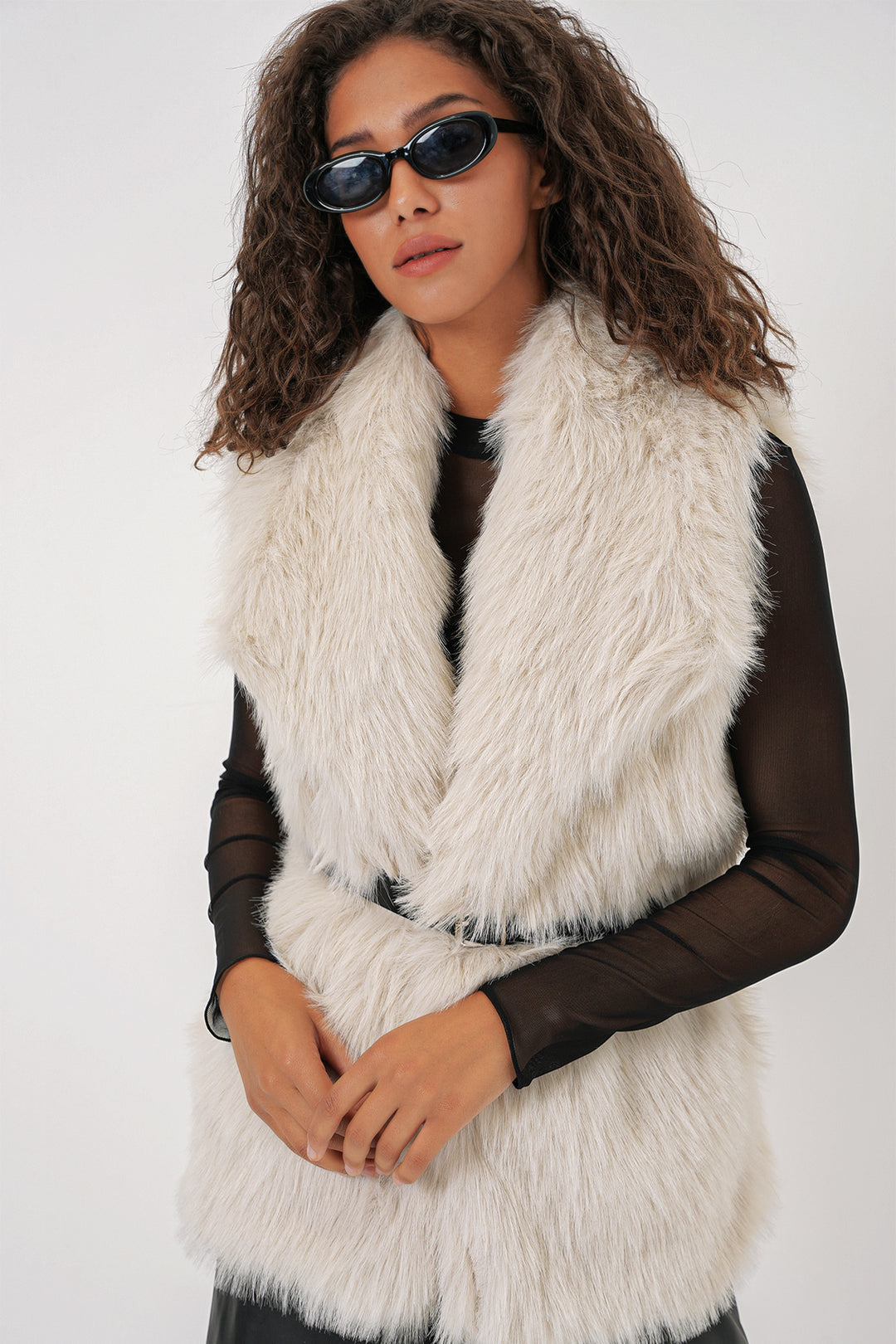 BGD Women Woman Fur Vest - Ecru - Tracy