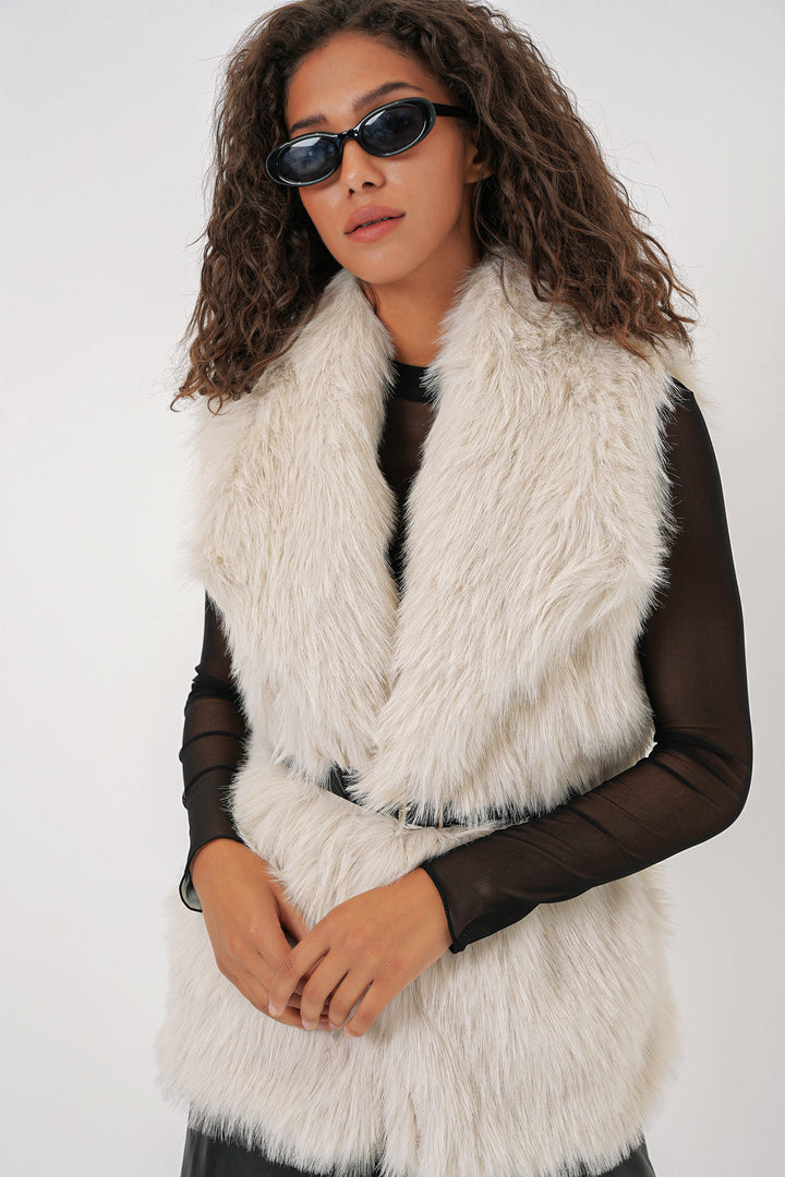 BGD Women Woman Fur Vest - Ecru - Tracy