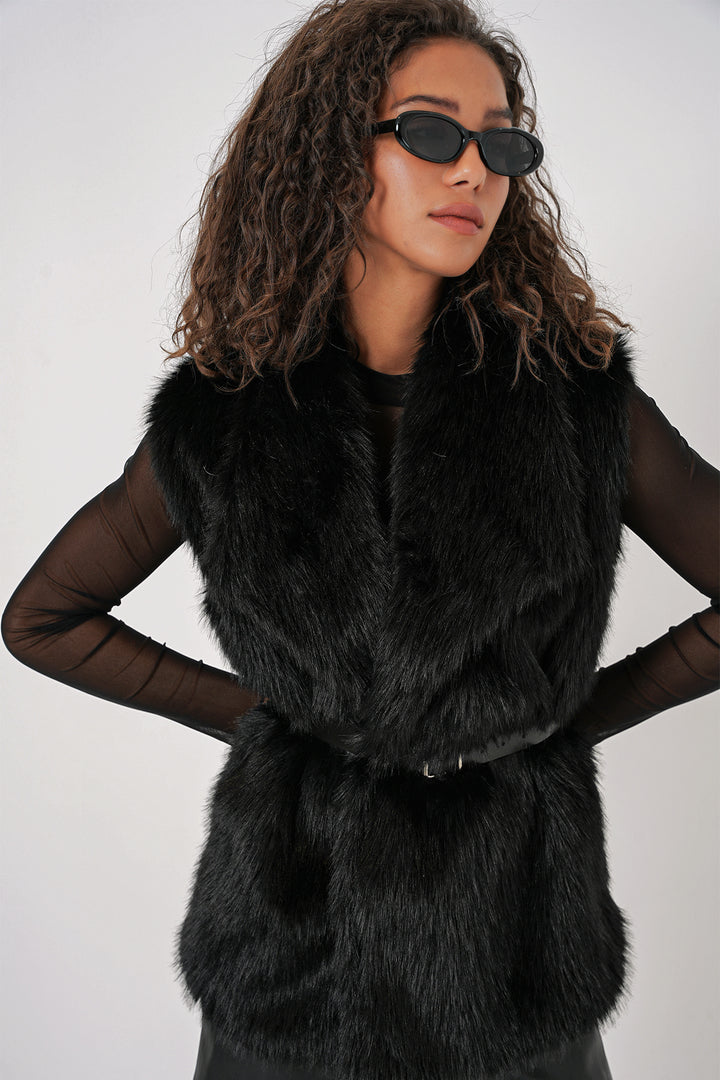 BGD Women Women's Fur Vest - Black - Appleton