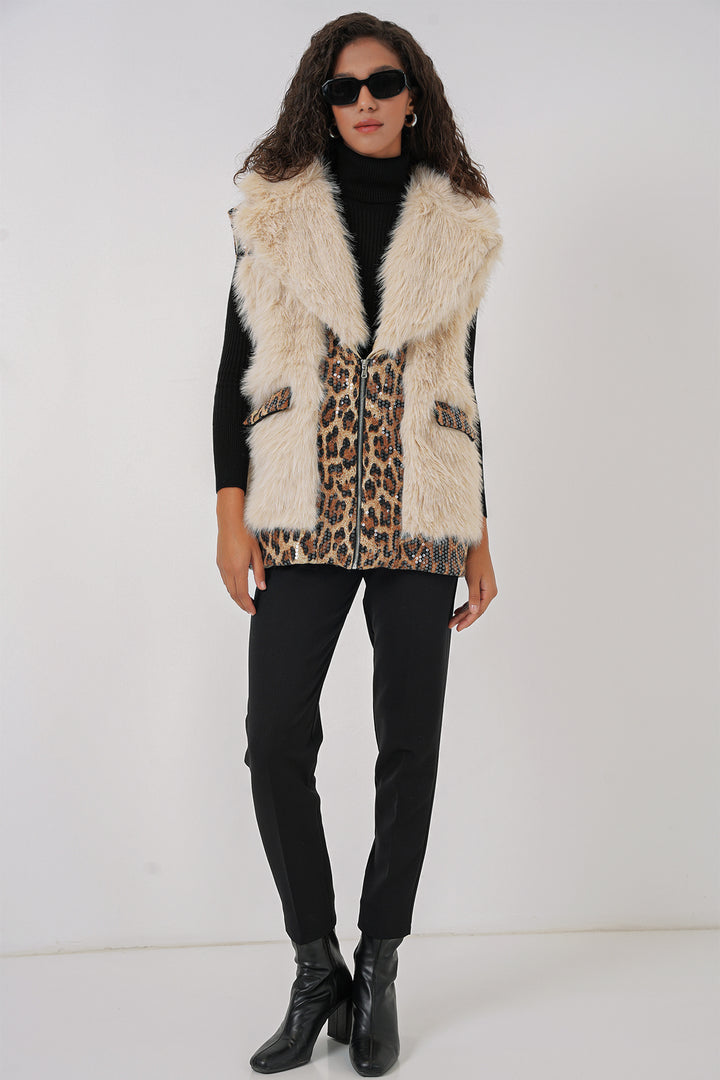 BGD Women Faux Fur Vest - Cream - Lagkadás
