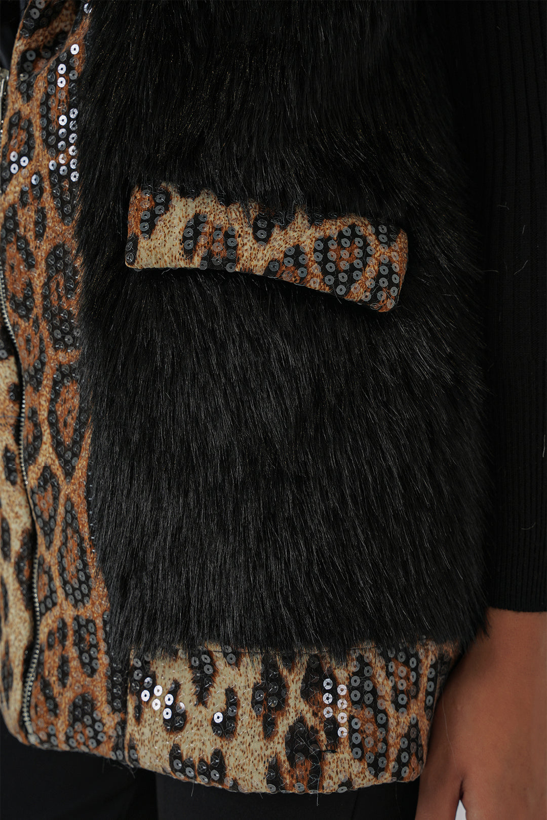 BGD Women Faux Fur Vest - Black - Santander