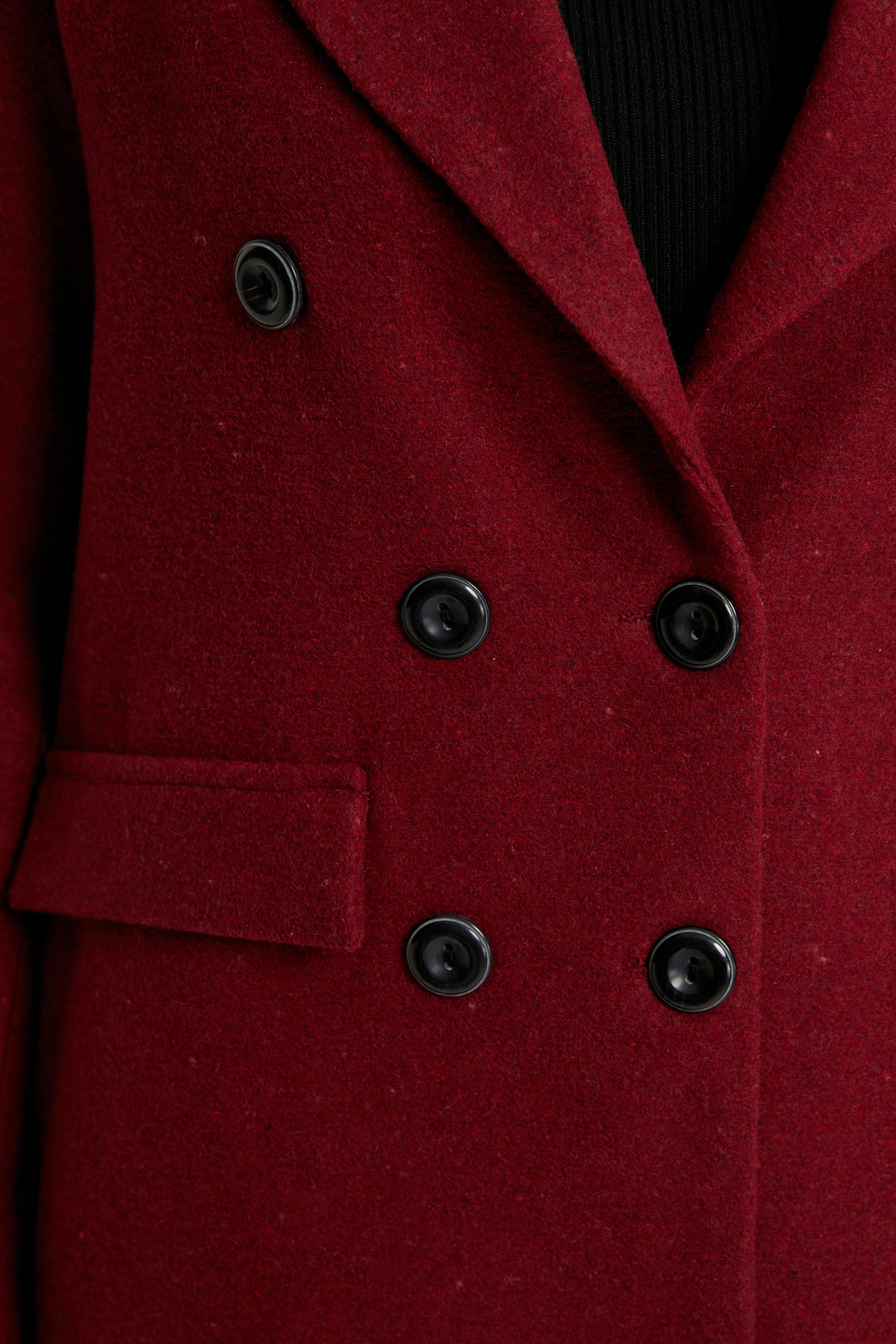 ZRF Women Buttoned V Neck Coat - Burgundy - Brandon