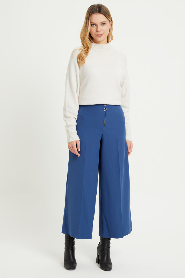 ZRF Women Zippered Wide Leg Pants - Indigo - Fitchburg
