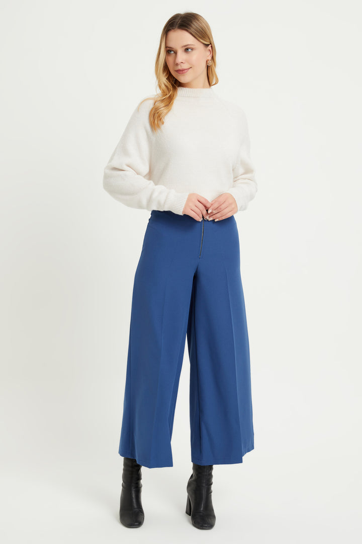 ZRF Women Zippered Wide Leg Pants - Indigo - Fitchburg