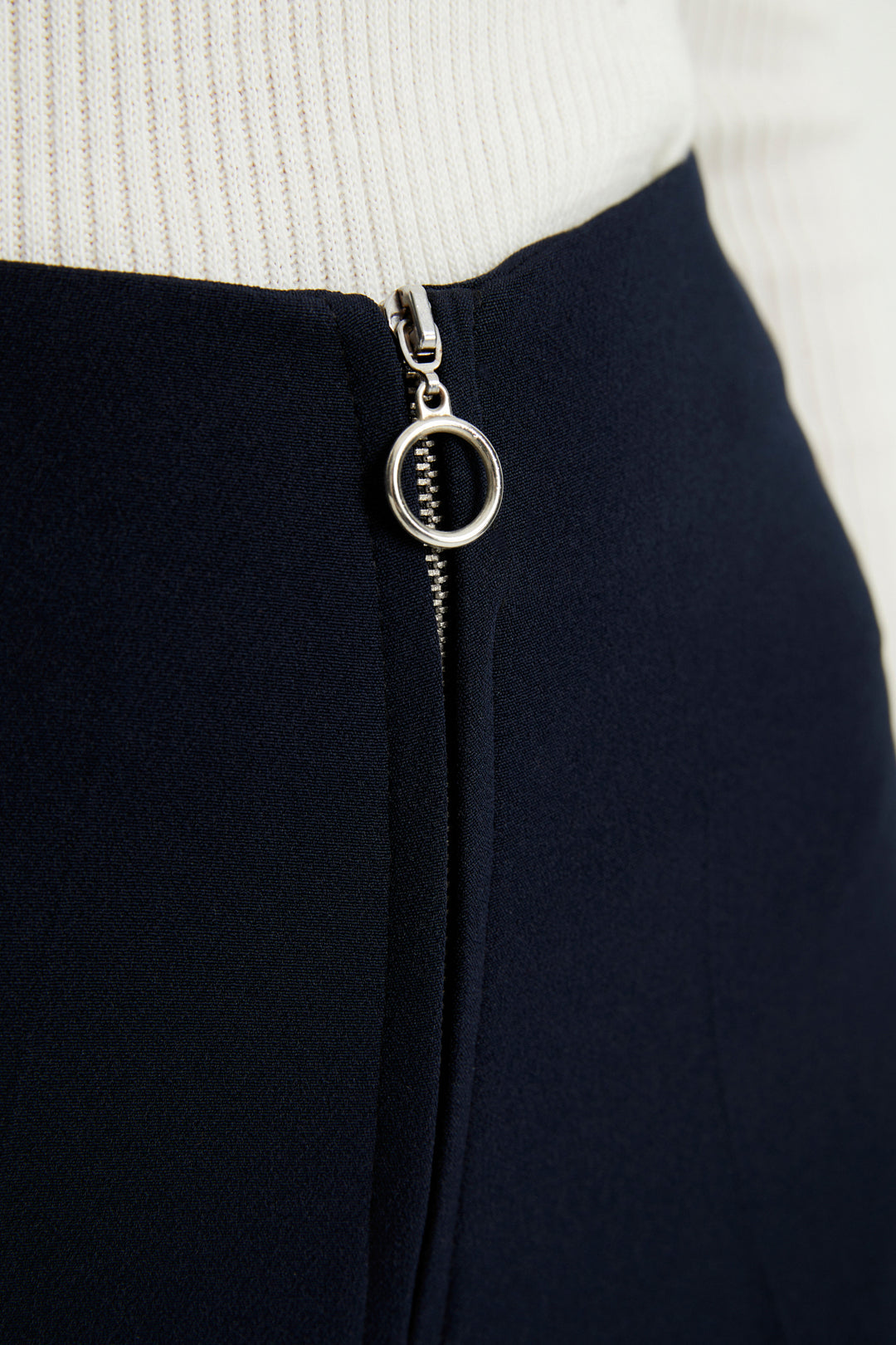ZRF Women Zippered Wide Leg Pants - Navy Blue - Cuetzalan