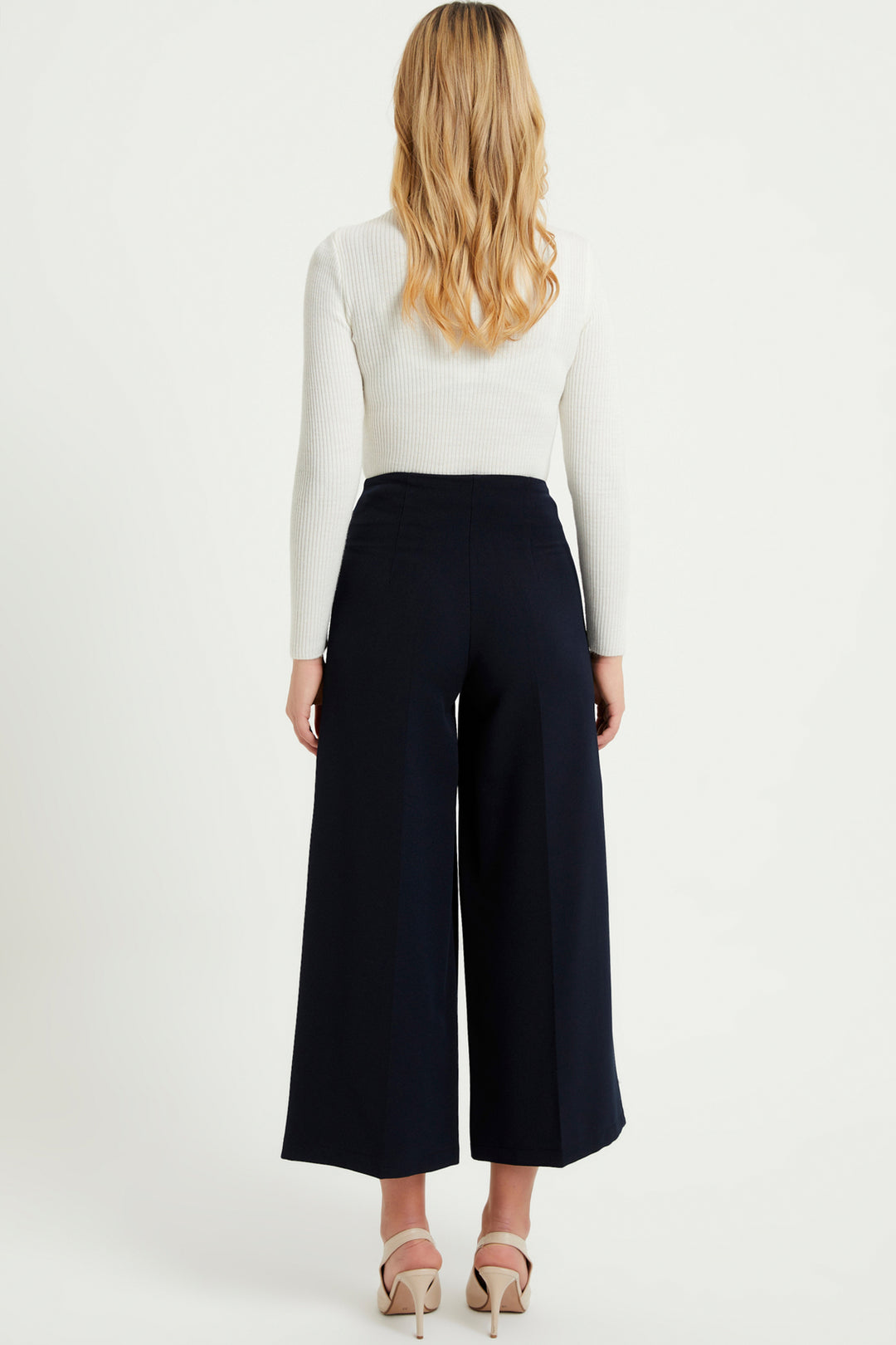 ZRF Women Zippered Wide Leg Pants - Navy Blue - Cuetzalan