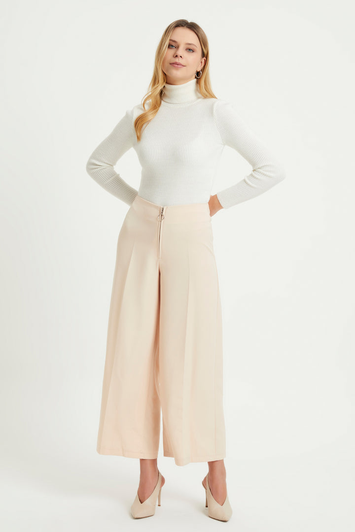 ZRF Women Zippered Wide Leg Pants - Powder - Orpington