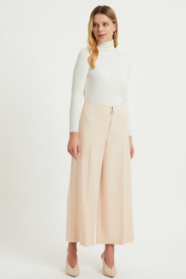 ZRF Women Zippered Wide Leg Pants - Powder - Orpington