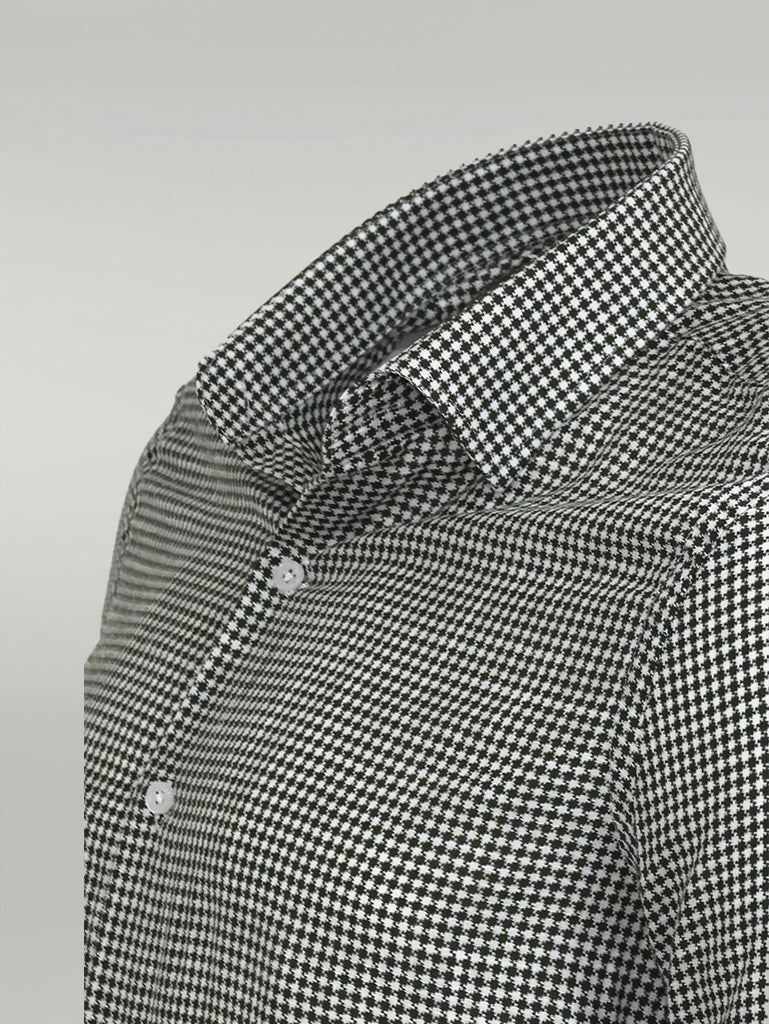 WSS Houndstooth Pattern Green Men Shirt  - Singen