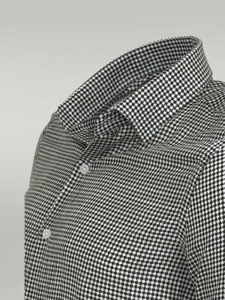 WSS Houndstooth Pattern Green Men Shirt  - Singen