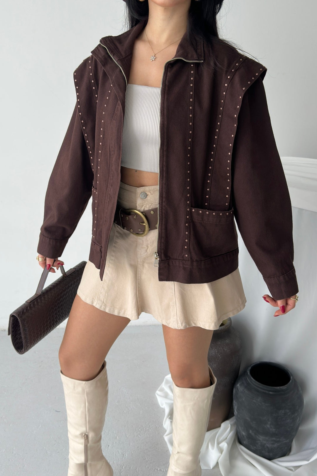 XLJ Denim Jacket with Stud Details - Columbia