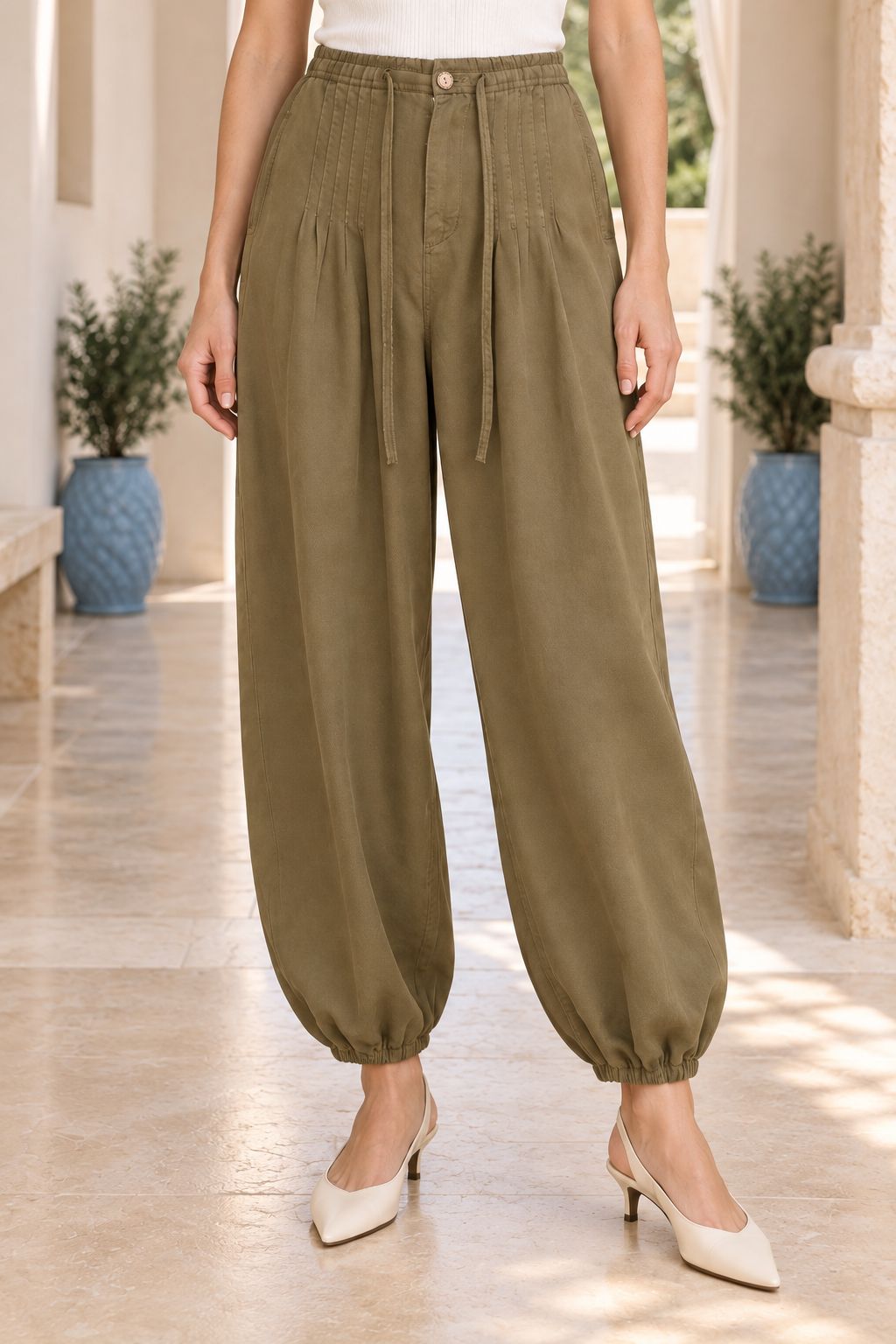 XLJ Crocheted Hem and Elastic Waist Trousers 7241 - Hasselt