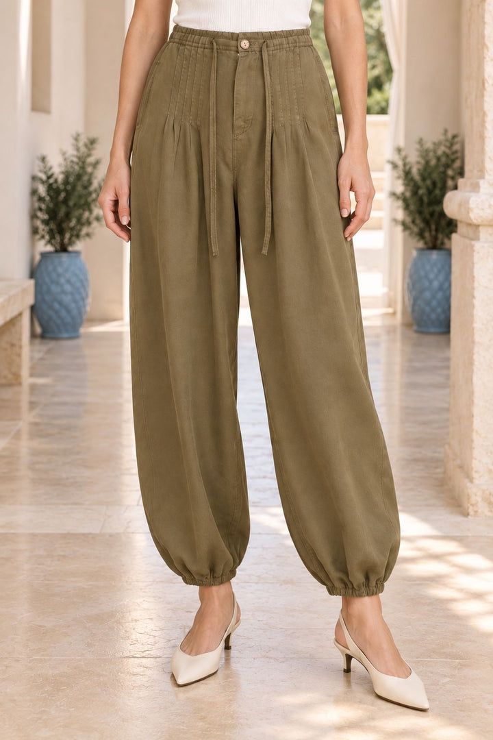 XLJ Crocheted Hem and Elastic Waist Trousers 7241 - Hasselt