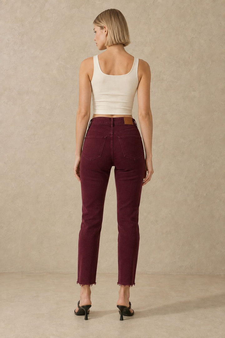XLJ Fringe Ending High Waisted Mom Fit Jean 764 - Tijuana