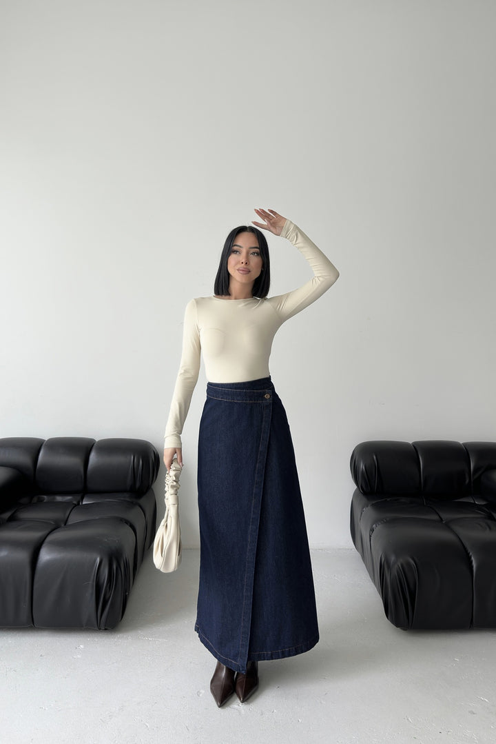 XLJ Long Denim Skirt with Flap - San Felíu de Llobregat