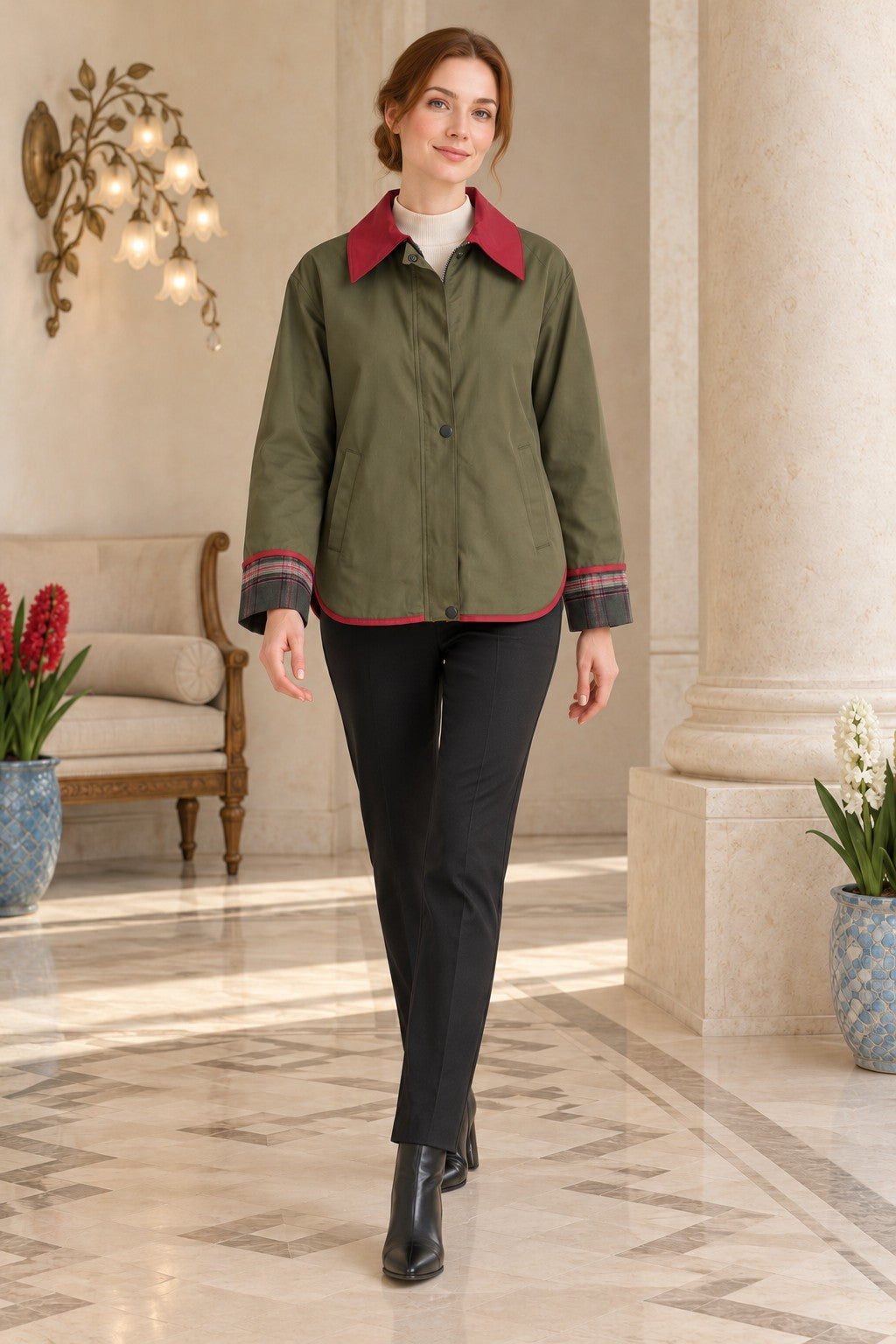 XLJ Plaid Detail Raincoat 6448 - Overland Park