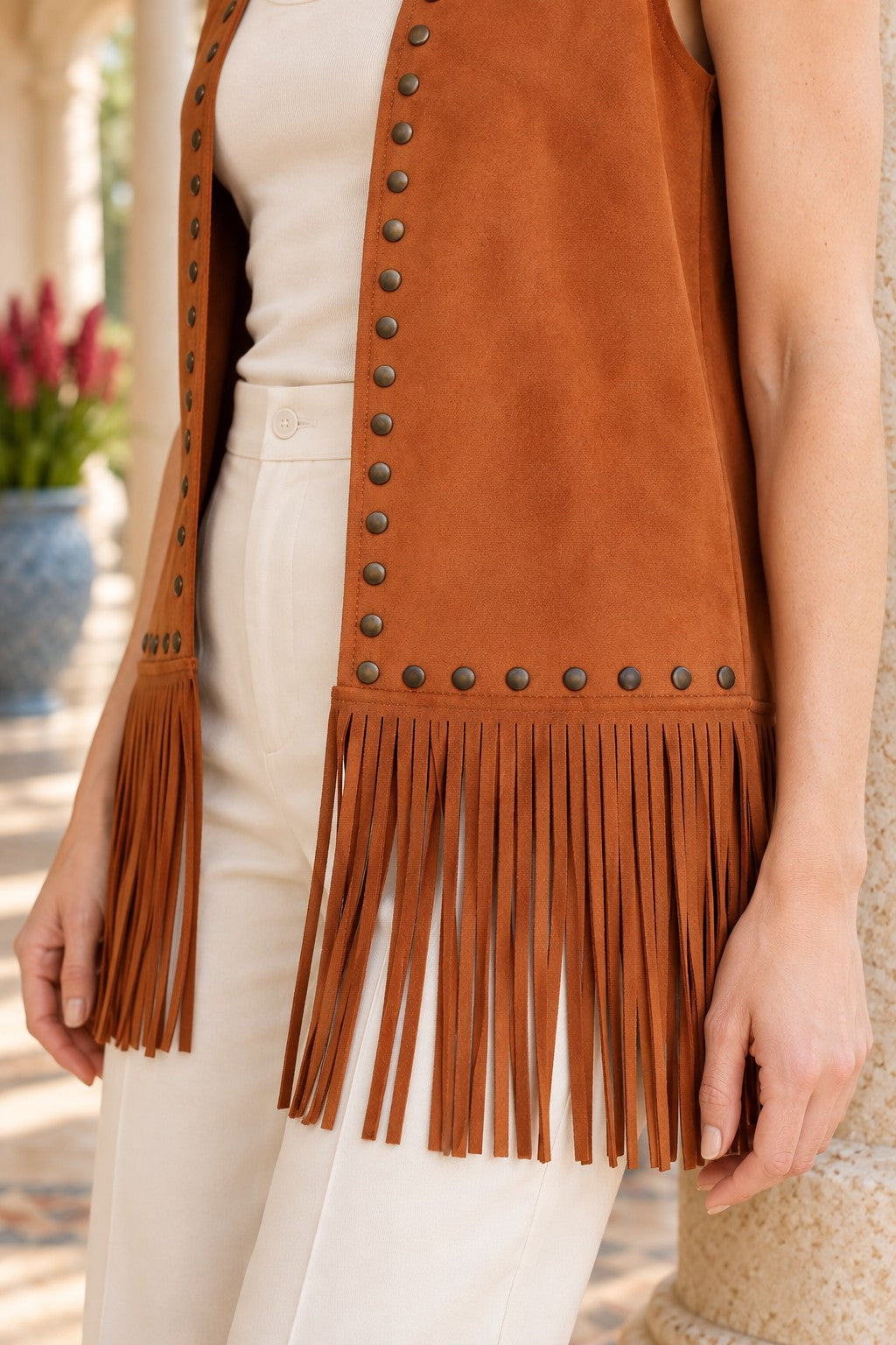 XLJ Tasseled Lined Vest 6397 - Lucena
