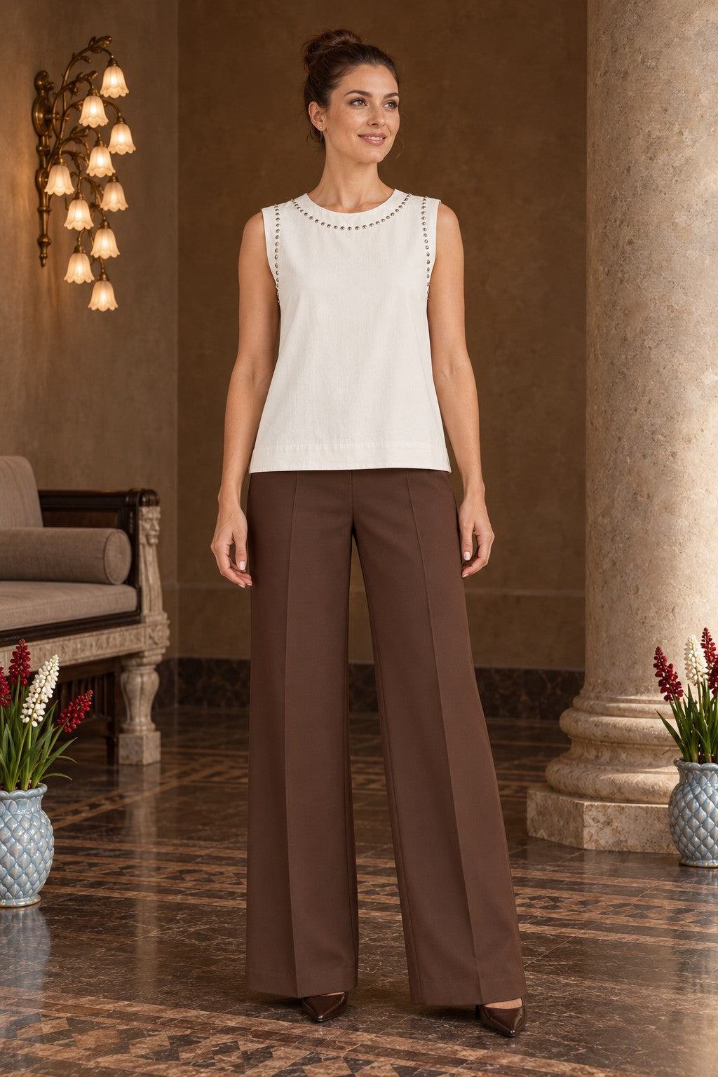 XLJ Sleeveless Blouse with Stud Detail HS431 - San Pedro Garza García