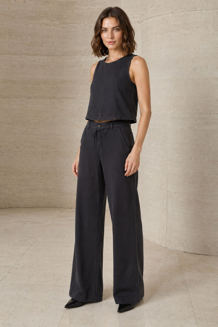 XLJ Sleeveless Blouse and Lace-Up Relaxed Pants Set 3214 - Porto