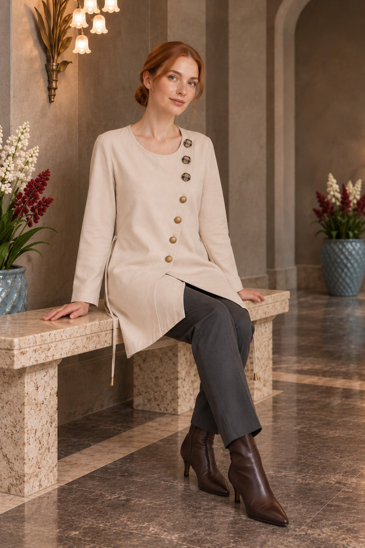 XLJ Asymmetric Button-Down Shirt 6403 - Marsala