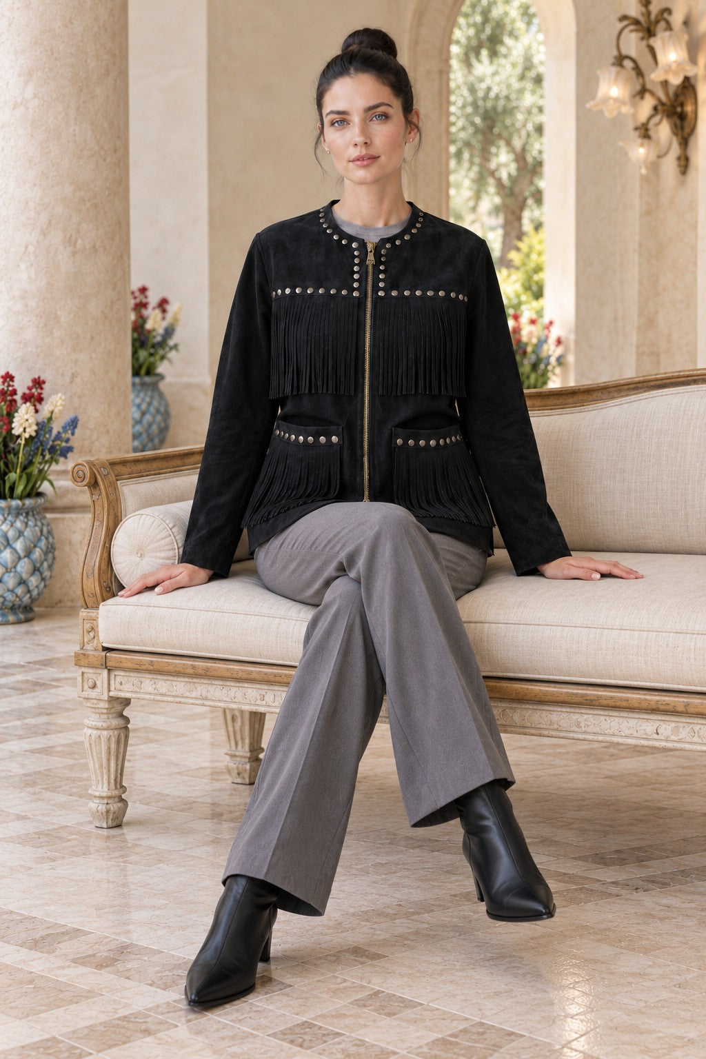 XLJ Tasseled Drop Suede Jacket 6317 - The Villages
