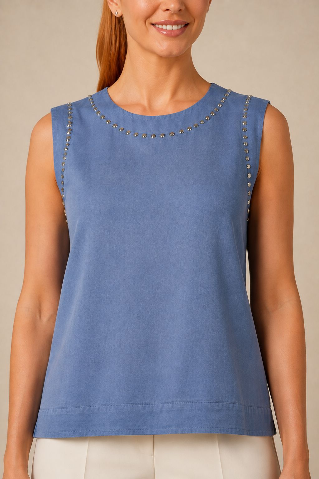XLJ Sleeveless Blouse with Stud Detail HS431 - Sfântu-Gheorghe