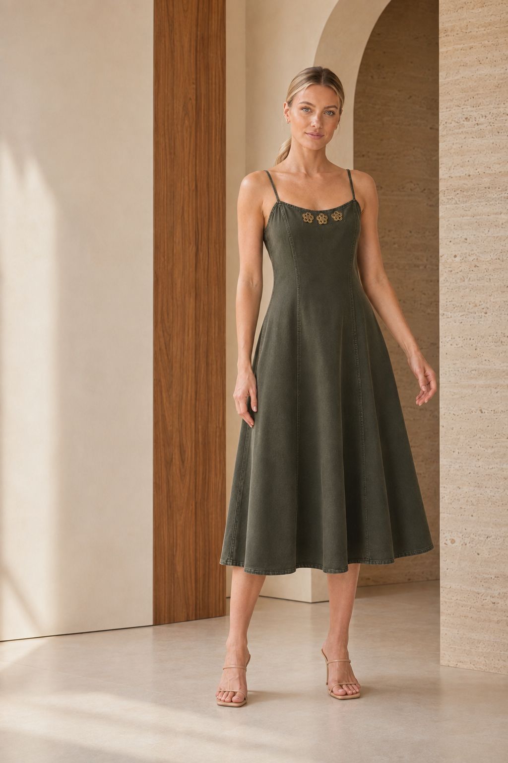 XLJ Elevator Strap Linen Dress HS3107 - Port Coquitlam