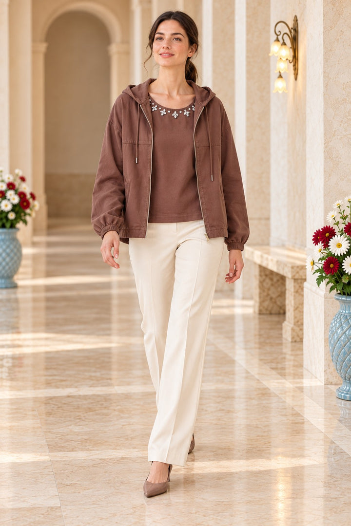 XLJ Hooded Cardigan with Integrated Undershirt 6392 - Hammond