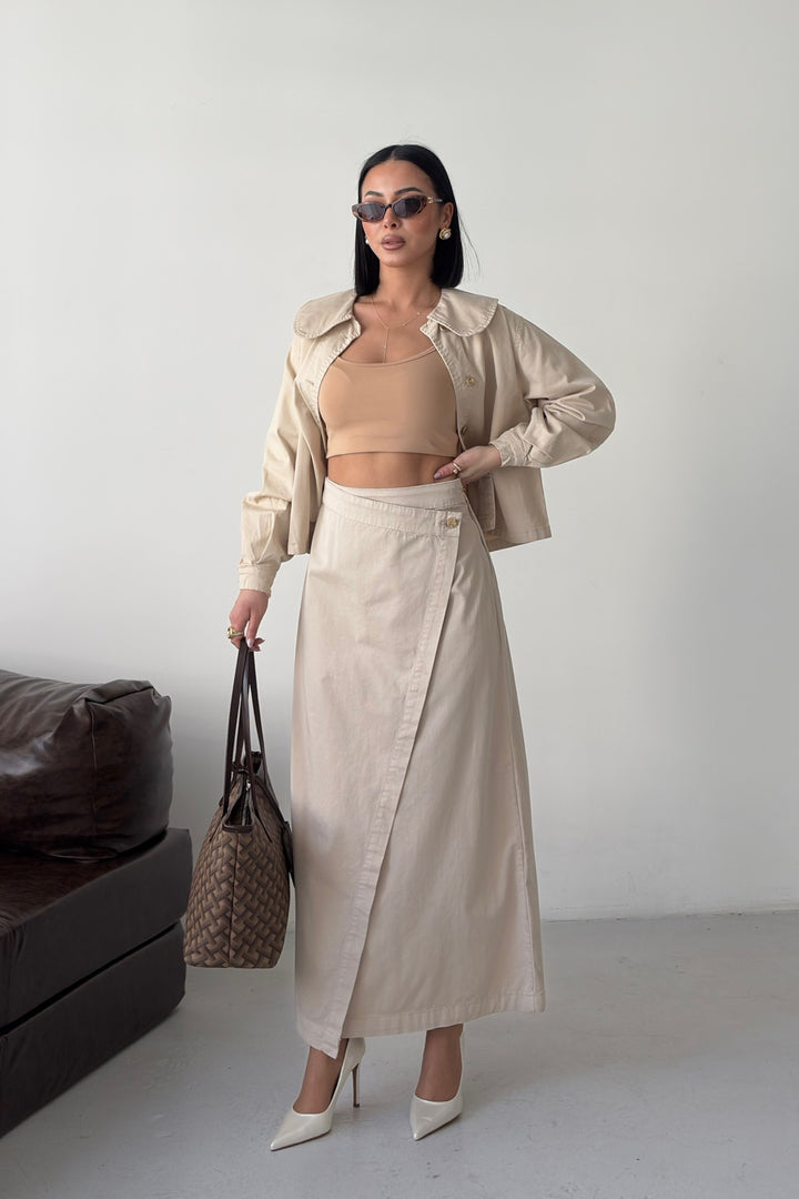 XLJ Long Denim Skirt with Flap - Tottenham