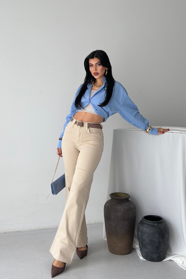 XLJ Palazzo Jeans with Hem Detail - Mission Viejo