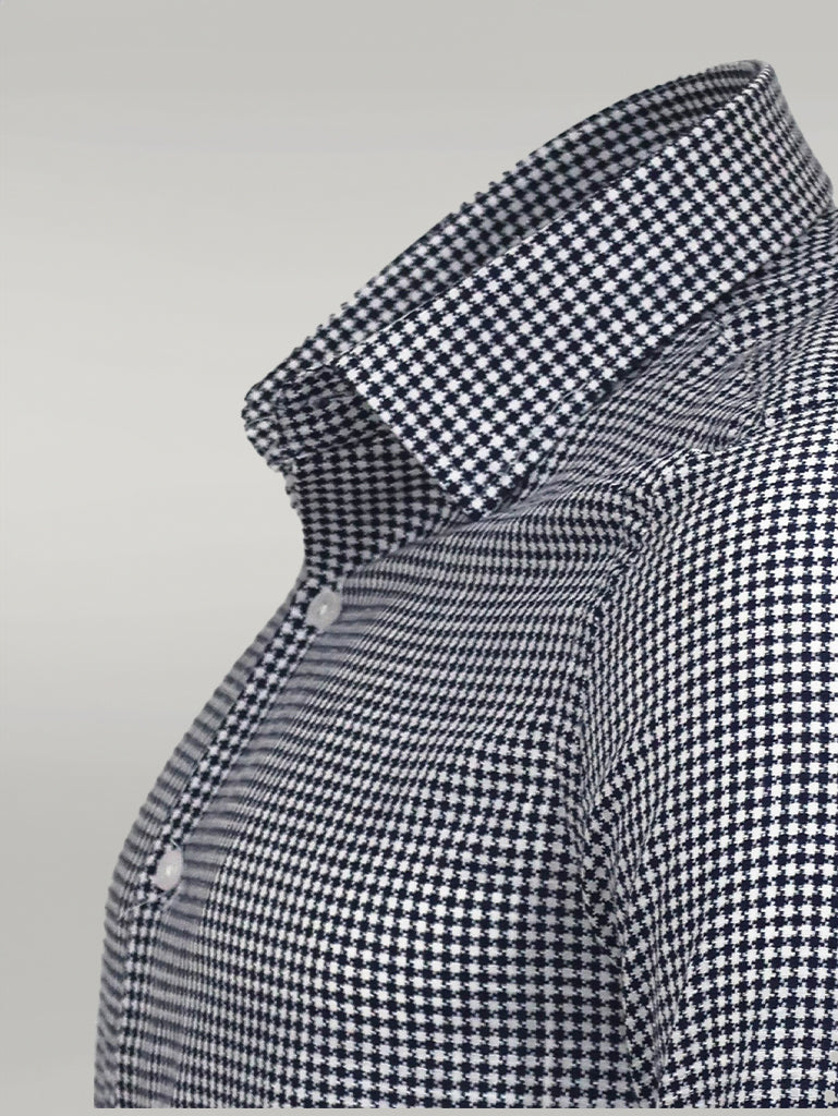 WSS Houndstooth Pattern Navy Blue Men Shirt  - Singen