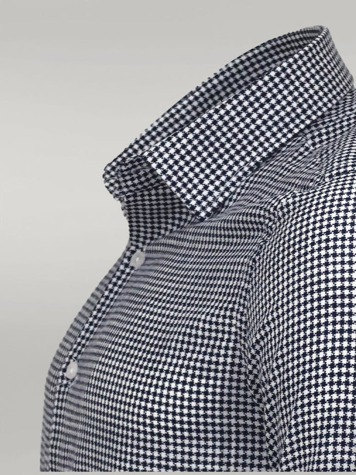 WSS Houndstooth Pattern Navy Blue Men Shirt  - Singen
