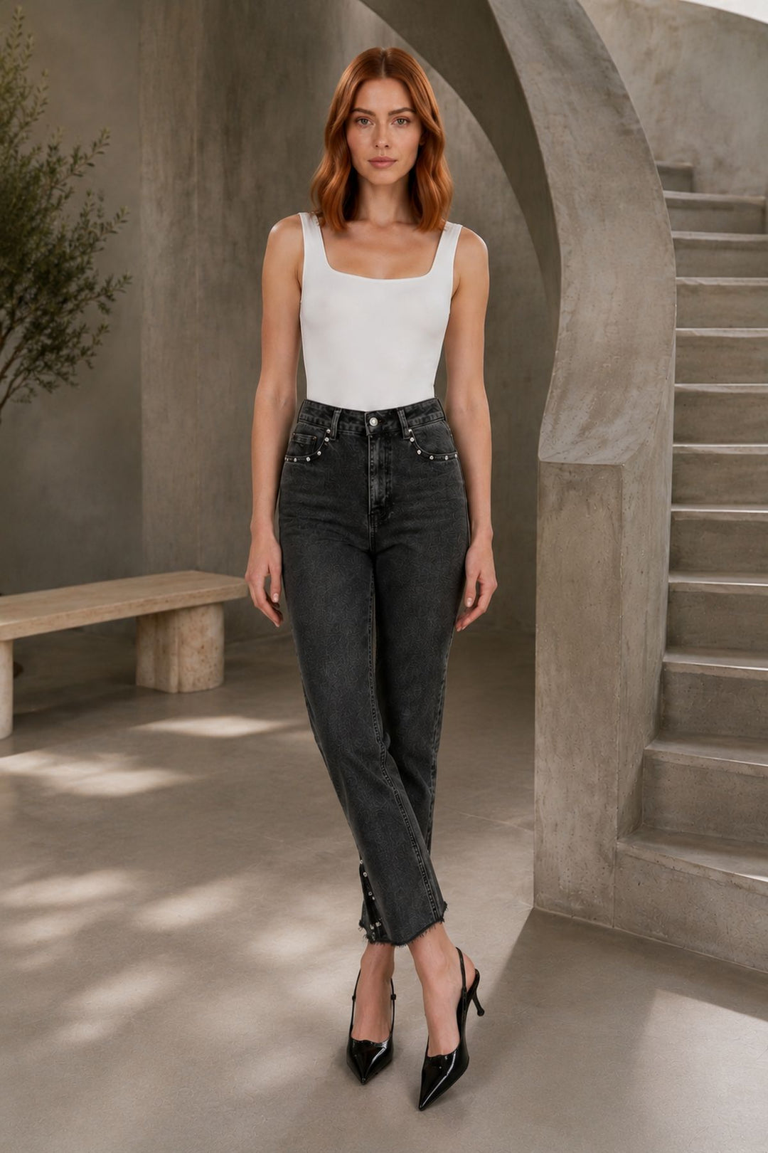 XLJ Mom Jean with Side Slits 1774 - Mollet