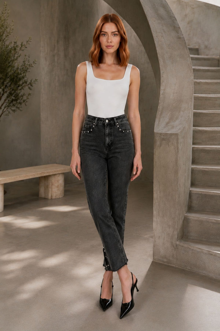 XLJ Mom Jean with Side Slits 1774 - Mollet