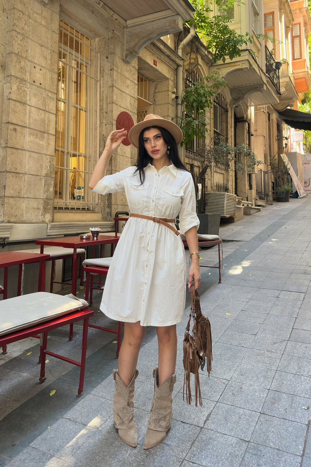 XLJ Short Denim Dress with Ruffle Detail - Maisons-Alfort