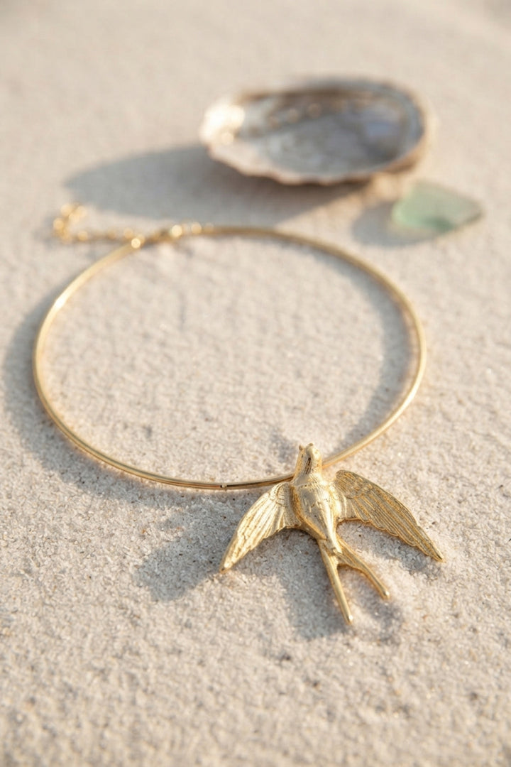 EBJ Kırlangıç Model Gold Renk Choker Kadın Kolye - Dover