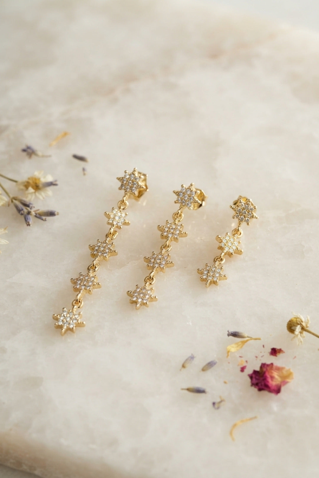 EBJ 3 lü Set Küpe Gold Renk Kutup Yıldızı Detaylı - Filderstadt