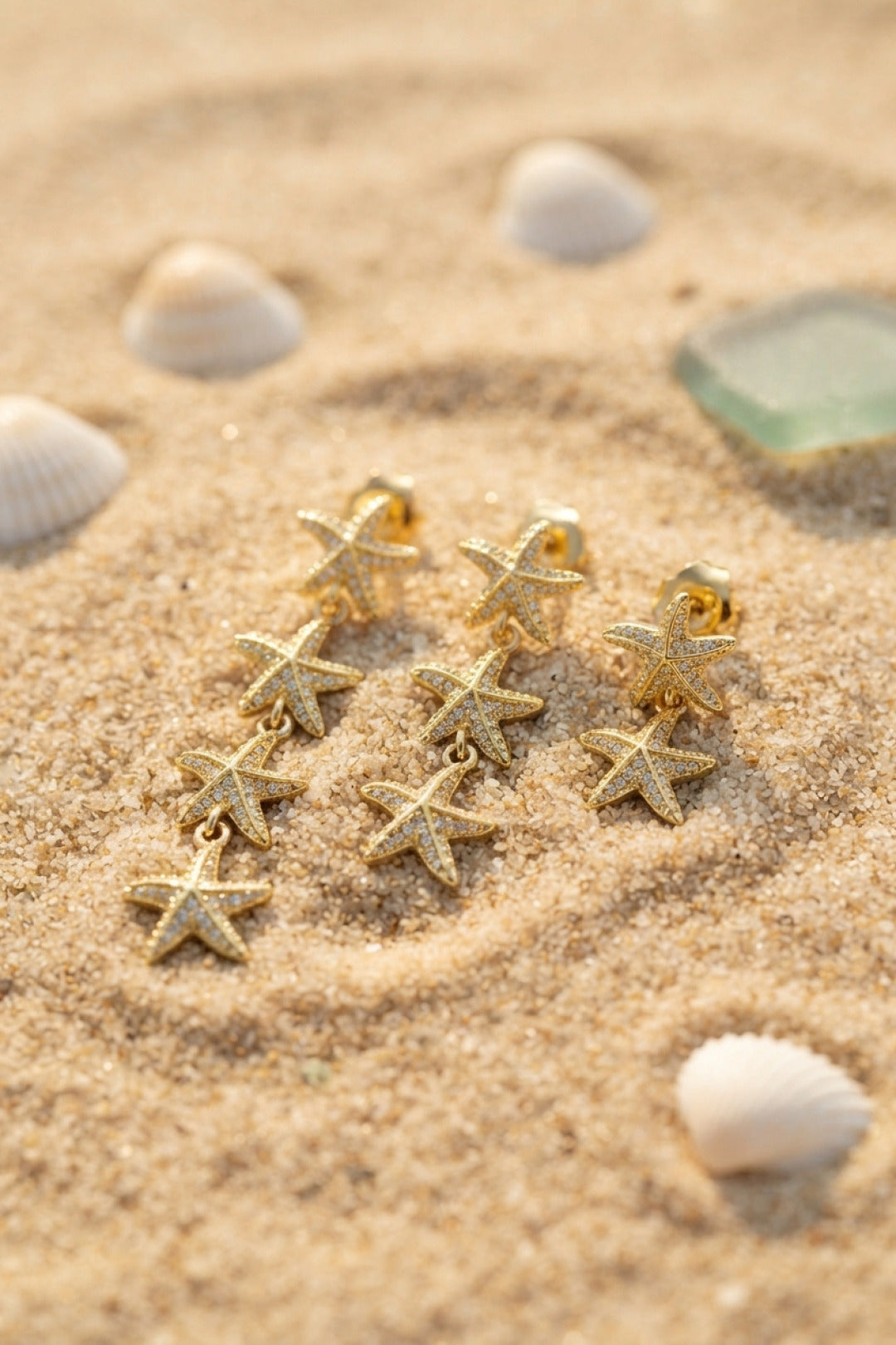 EBJ 3 lü Set Gold Renk Deniz Yıldızı Model Küpe - Oyster Bay