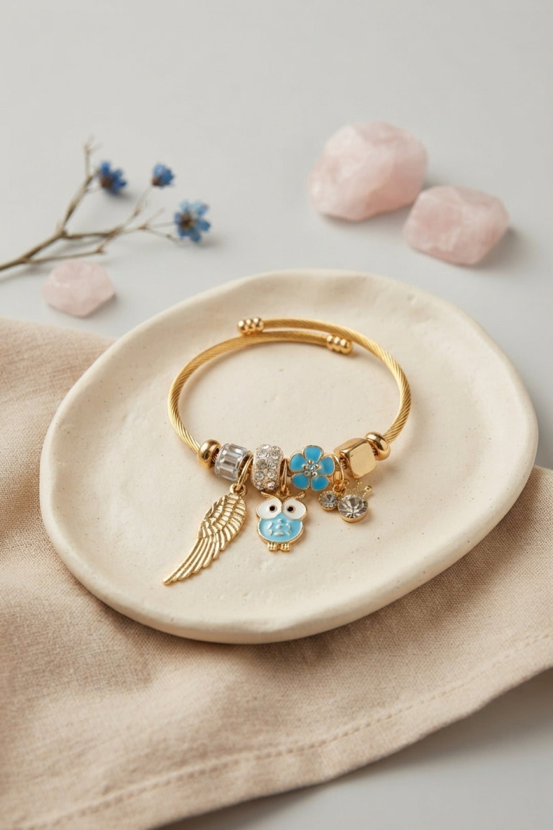 EBJ Baykuş Model Gold Renk Charmlı Bileklik - Cutler Bay